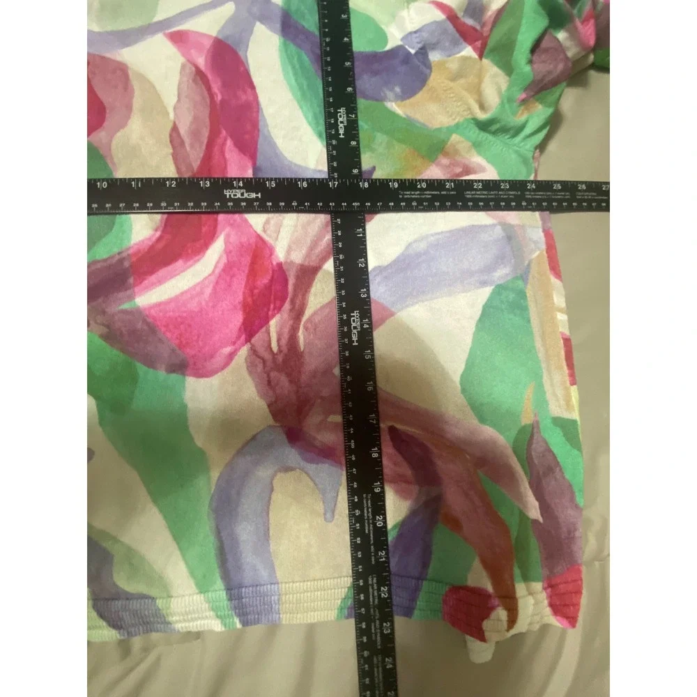 Chico's Cardigan Women‎ XXL (Measures XL) Multicolor Floral Abstract Open Front